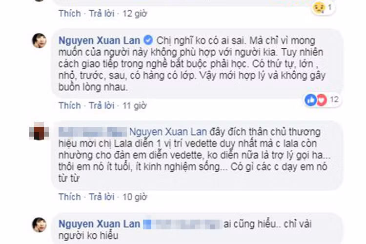 Xuân Lan cho rằng không có ai sai nhưng nguyên tắc trong nghề là phải có thứ tự. Ảnh: FBNV