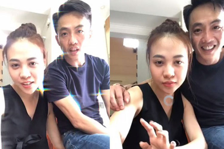 Vị doanh nhân phố núi còn thỏa mái xưng vợ chồng với Đàm Thu Trang và gọi bố mẹ của Đàm Thu Trang là bố mẹ.