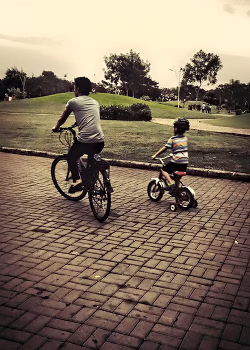 Cả hai cùng đi xe đạp.