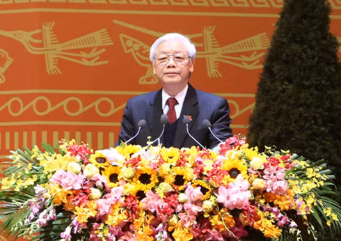 Tong Bi thu Nguyen Phu Trong phat bieu tai le ra mat BCH Trung uong khoa XII