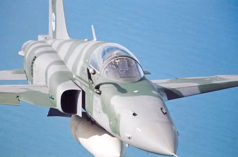  Tiêm kích F-5E trang bị 7 giá treo cho phép mang tổng cộng 3,2 tấn vũ khí gồm: bốn tên lửa không đối không AIM-9 hoặc AIM-120; hai đạn tên lửa đối đất AGM-65 Maverick và các loại bom dẫn đường, bom không điều khiển, rocket...