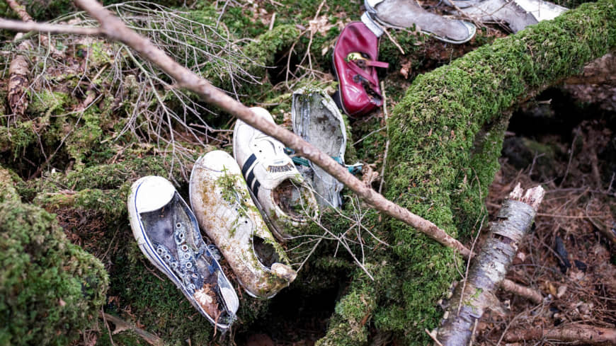 Rừng Aokigahara vô cùng rập rạp với nhiều cây cối mọc um tùm. Thậm chí, một số nơi trong khu rừng, ánh nắng Mặt trời không thể lọt xuống mặt đất. Không khí nơi đây càng trở nên u ám hơn khi người ta phát hiện một số đồ đạc của con người bị bỏ lại như giày dẹp, mũ, áo...