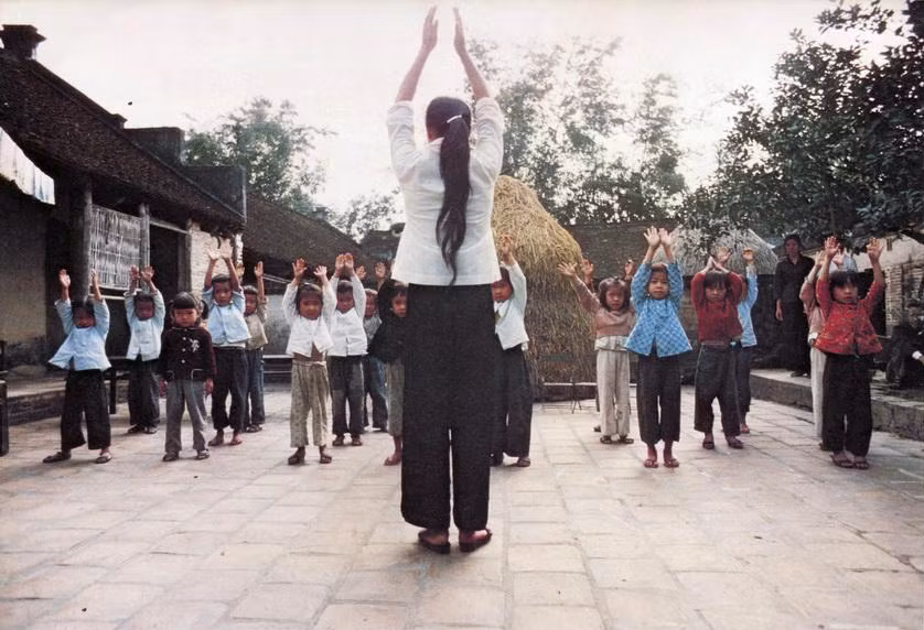 Nhà trẻ vùng sơ tán ở thôn Hồng Dương, Thái Bình.