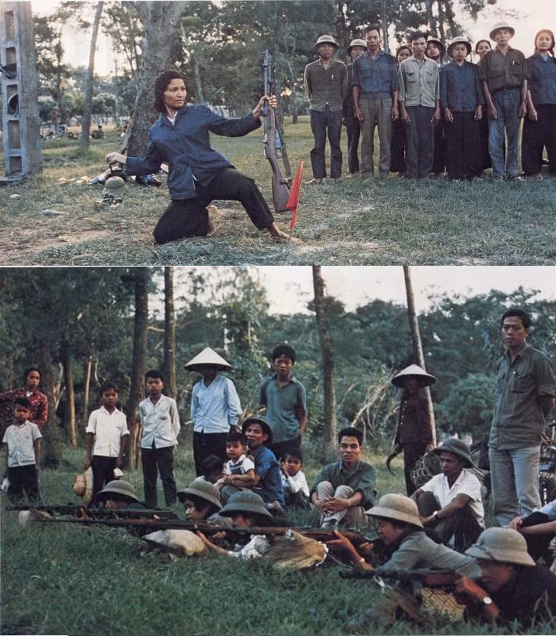 Tập ném lựu đạn và bắn súng tại công viên Thống Nhất, Hà Nội.