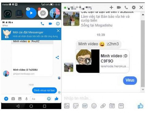 Một tin nhắn gửi link video chứa mã độc.