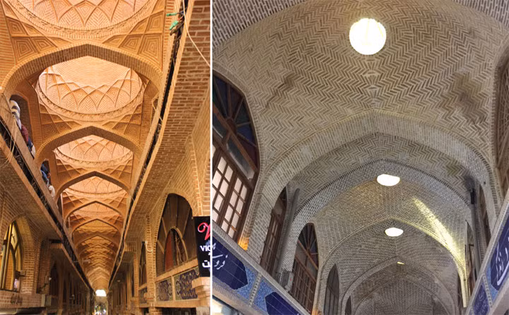 Các mái vòm trong chợ theo kiến trúc cổ, được trang trí tinh xảo.