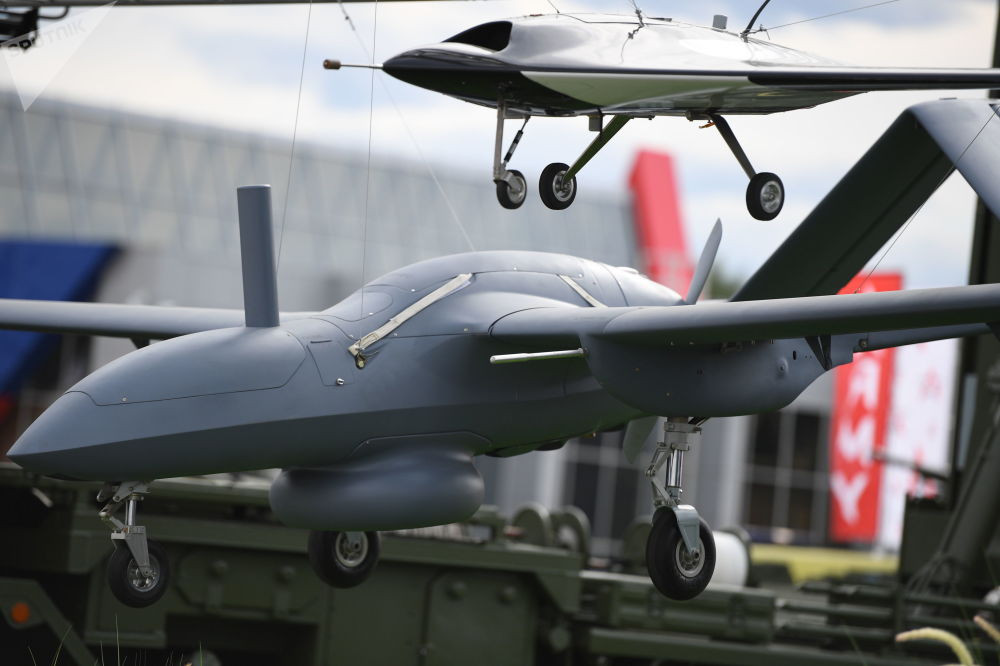 Khí cụ bay không người lái (UAV) "Korsar" tại Diễn đàn Kỹ thuật-Quân sự Quốc tế "Army-2019". Nguồn ảnh: Sputnik.