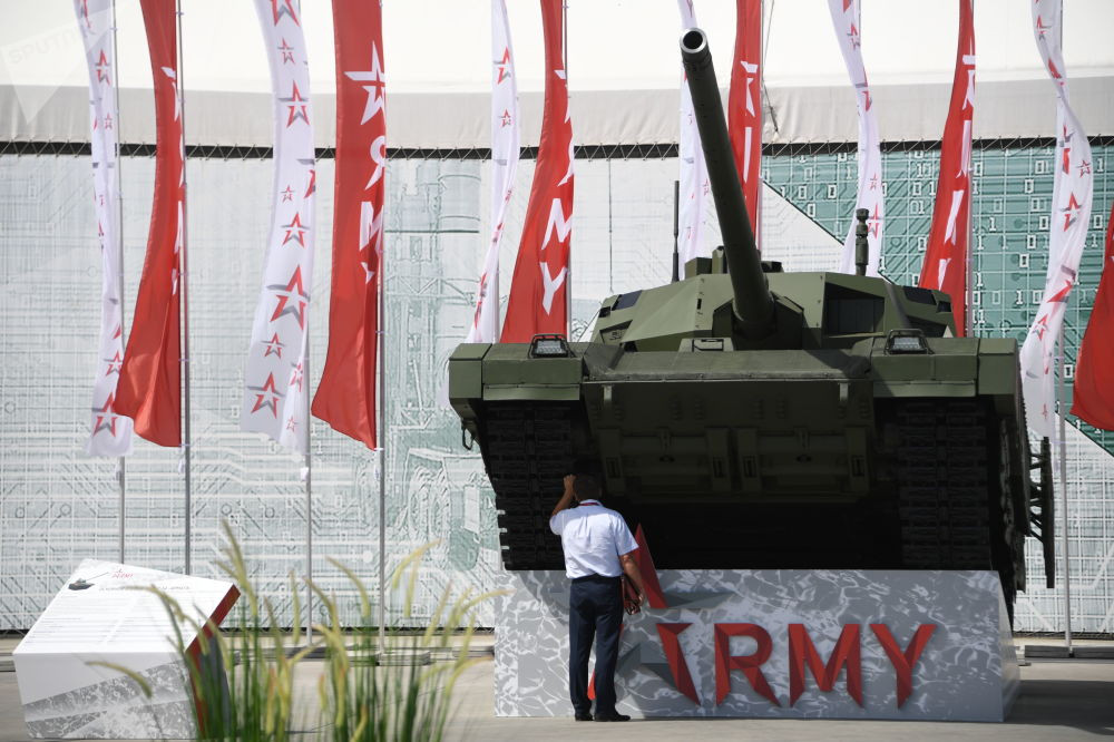 Xe tăng T-14 “Armata” tại Diễn đàn Kỹ thuật-Quân sự Quốc tế "Army-2019". Nguồn ảnh: Sputnik.