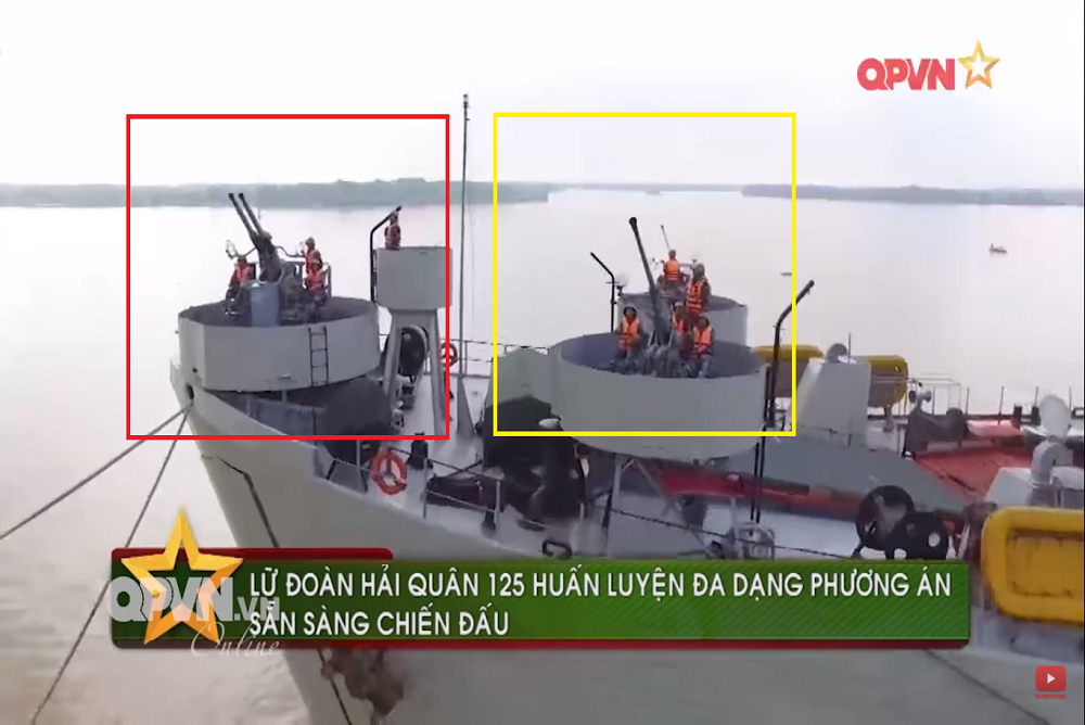 Theo đó trên các tàu LST hiện tại, Lữ đoàn 125 vẫn duy trì trạng thái sẵn sàng chiến đấu với cả ba tháp pháo phòng không Bofors 40mm, trong đó có một pháo nòng đôi và hai pháo nòng đơn. Cả hai biến thể này đều được Hải quân Mỹ phát triển từ mẫu pháo phòng không Bofors 40mm L/60 của Anh. Nguồn ảnh: QPVN.