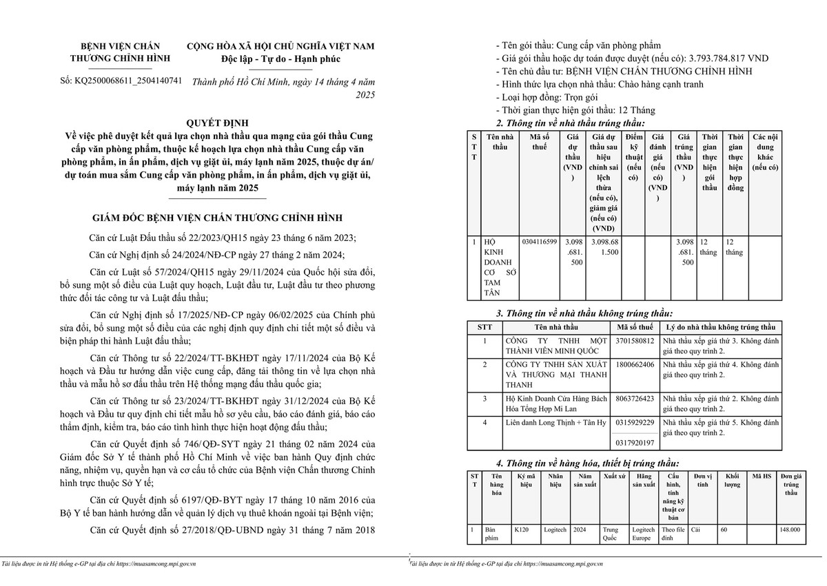 TP HCM: Ai cung cấp văn phòng phẩm cho BV Chấn thương chỉnh hình? TP HCM: Ai cung cap van phong pham cho BV Chan thuong chinh hinh?