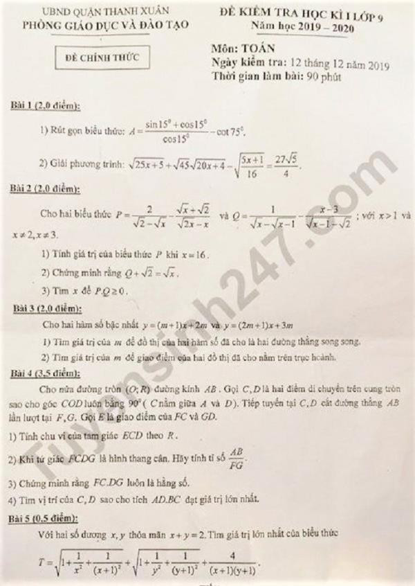 Thanh tra quy trinh ra de mon Toan khien hoc sinh lop 9 o Ha Noi phai thi lai