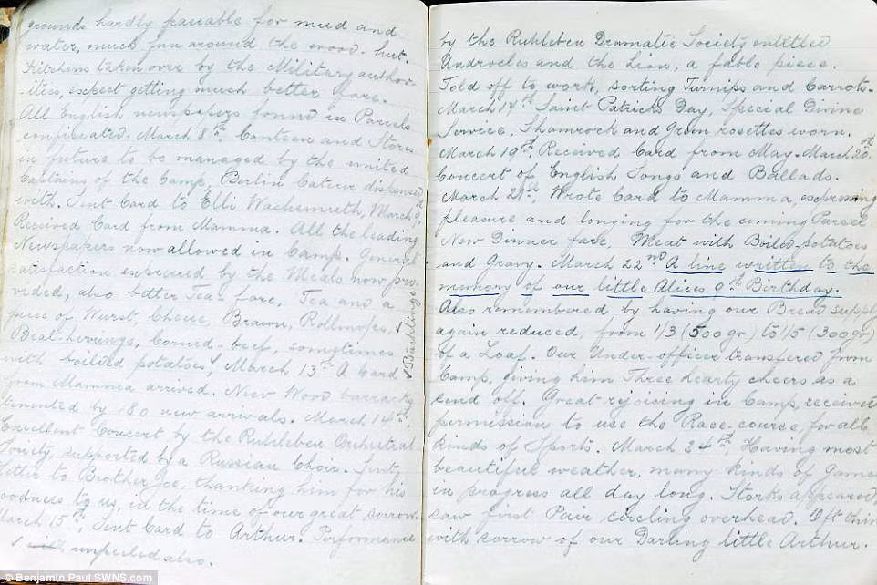 Ông Stockwell viết nhật ký ghi lại chuỗi ngày đau khổ khi sống trong trại tập trung của Đức. Ông và các tù nhân khác luôn khao khát tự do và muốn đoàn tụ với gia đình.