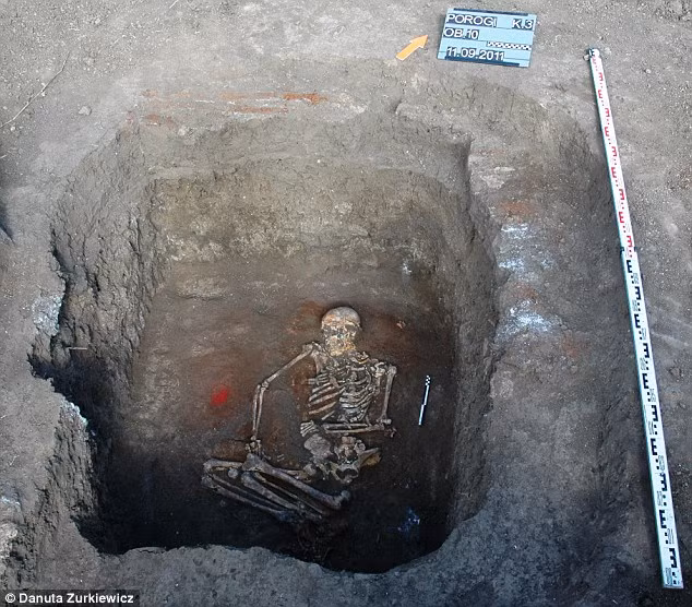 Sau khi hoàn thành các hình vẽ trên xương, thi hài người phụ nữ được sắp xếp lại như hình dạng ban đầu và được tái chôn cất