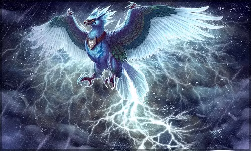 Thậm chí, ánh mắt của Chim Sấm còn phát ra tia chớp có thể triệu tập các đám mây u ám và tạo ra những cơn bão lốc khủng khiếp.