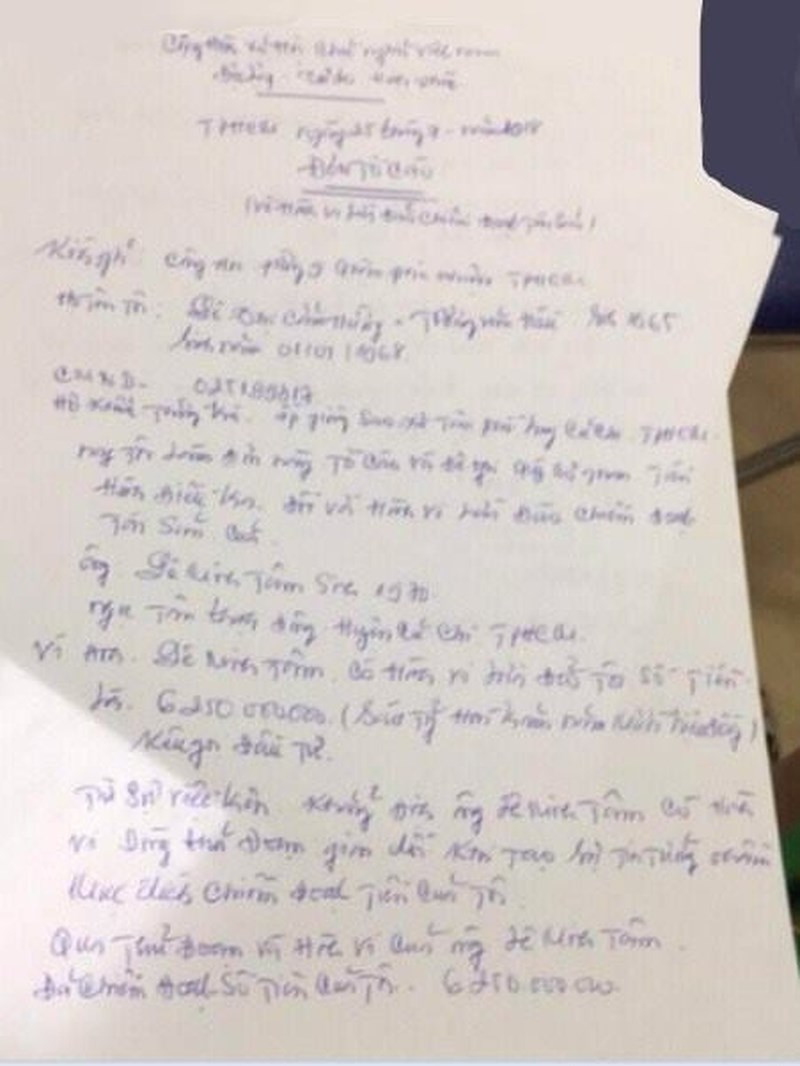 Đơn tố cáo của nhà đầu tư.