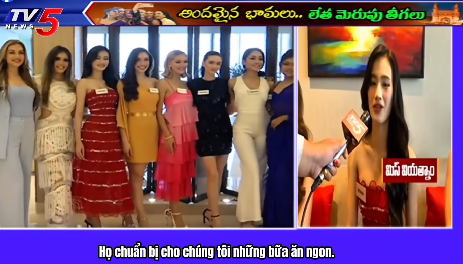 Ý Nhi là một trong số ít các thí sinh may mắn được kênh tin tức lâu đời của Ấn Độ TV5 News lựa chọn phỏng vấn. Đại diện Việt Nam chia sẻ, cô yêu thích ẩm thực Ấn Độ, đặc biệt là món ăn đường phố nổi tiếng Pani Puri mà đại diện nước chủ nhà đã giới thiệu với cô trước đó.