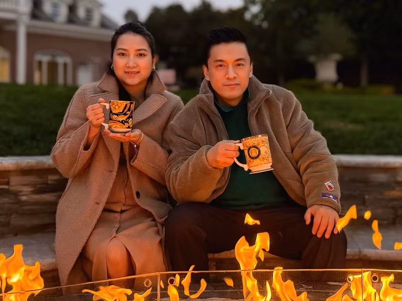 Vợ Lam Trường không chia sẻ về việc mang bầu lần 2. Tuy nhiên, không ít lần Yến Phương lộ vòng hai lùm lùm. Ảnh: FB Lam Trường.