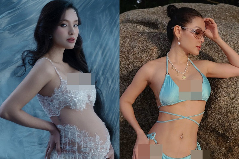 Trên trang cá nhân, Phương Trinh Jolie đăng ảnh khi mang bầu lần 3 và sau ít tháng sinh con.