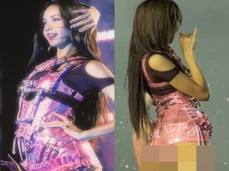 Một số cư dân mạng chỉ trích các stylist của Lisa đã biến tấu trang phục quá đà khiến nữ ca sĩ trông kém duyên. Ảnh: Tiền Phong.