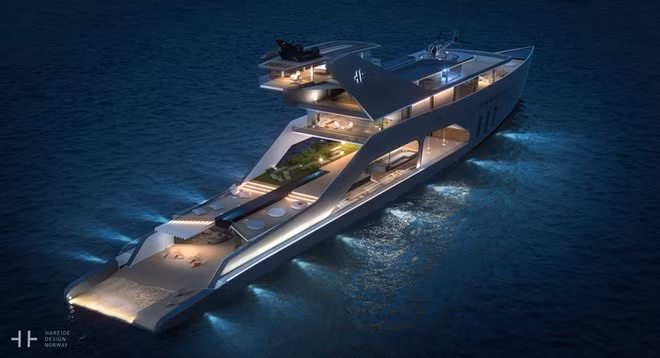 Du thuyền này sử dụng năng lượng từ các tấm năng lượng mặt trời rộng khoảng 280m2. Du thuyền cũng có sân bay trực thăng riêng.