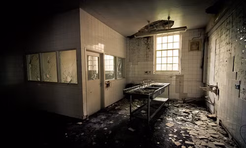 Bệnh viện tâm thần Severalls ở Anh khiến nhiều người ám ảnh bởi nội thất bên trong bị hư hại nặng, không có một bóng người cùng một số vật dụng y tế bị hoen rỉ...