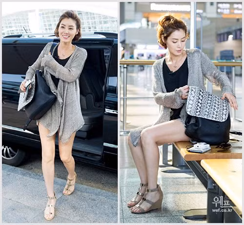 Người đẹp phim Những người thừa kế khoe thân hình săn chắc, khỏe mạnh trong bộ trang phục đời thường vô cùng trẻ trung, năng động. Nhiều người không thể đoán ra tuổi thật của Kim Sung Ryung trong bộ trang phục quá xì tin này.