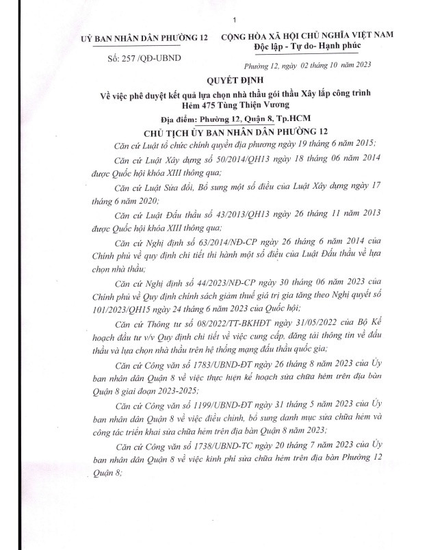 TPHCM: Kiến Phước Thành “không đối thủ” tại 2 gói thầu của Phường 12 - Hình 4 TPHCM: Kien Phuoc Thanh “khong doi thu” tai 2 goi thau cua Phuong 12-Hinh-4