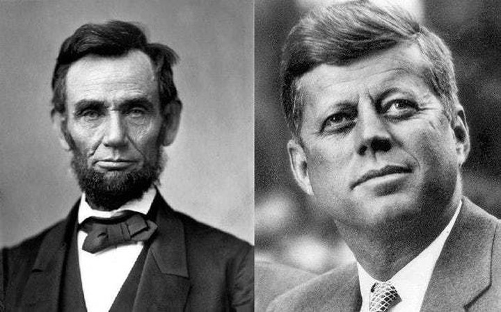 Có 4 Tổng thống Mỹ bị ám sát khi đang đương nhiệm. Người đầu tiên là Abraham Lincoln và người cuối cùng là John F. Kennedy. Cả 2 người đều bị bắn vào phía sau đầu ngày thứ 6 khi đang ngồi cạnh vợ. Cả 2 đều bị ám sát bằng cùng một loại súng Colt với một phát bắn chí tử. Đó chỉ là một vài điểm trong số nhiều sự tương đồng đến khó tin trong cuộc đời và cái chết của 2 vị Tổng thống này.
