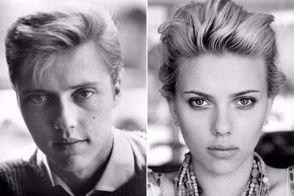 Nữ hoàng phòng vé của mọi thời đại Scarlett Johansson và nam diễn viên Christopher Walken lúc trẻ giống nhau từ cái mũi, đôi mắt tới khuôn mặt.