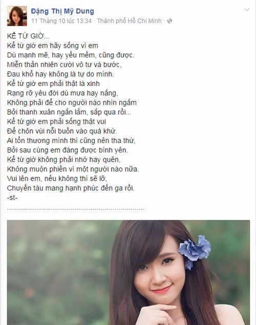 Bai tho Midu, Khanh Ly chia se trong tam bao tinh cam