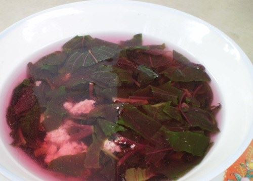 "Sao em mua rau rền màu xanh, nấu lên lại màu đỏ, sợ quá chưa dám ăn".