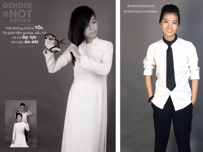 Lê Ngọc (1994) dù nhận thức rằng mình là người chuyển giới nam, nhưng vì áp lực của gia đình quá lớn khiến bạn không thể sống với con người thật. Ngọc vẫn phải để tóc dài, mang trang phục nữ để đi học. Điều đó khiến Ngọc cảm hoang mang khi nhìn vào gương, nhận ra đó không phải là mình.