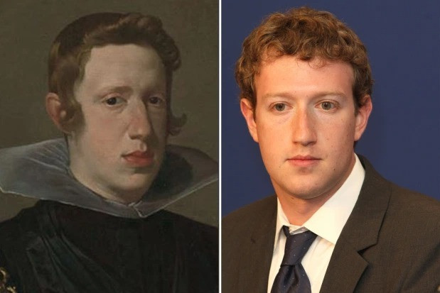 Vẻ ngoài của ông chủ Facebook Mark Zuckerberg trông như anh em sinh đôi với nhà vua Philip IV - người cai trị Tây Ban Nha và Bồ Đào Nha từ 400 năm trước.