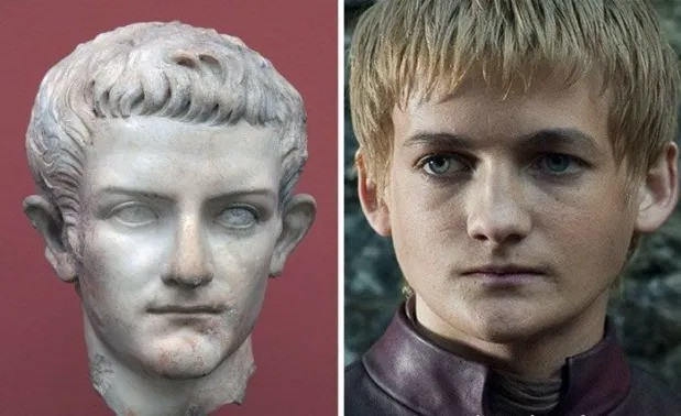 Diễn viên Jack Gleeson (phải ảnh) được cho là kẻ song trùng của hoàng đế La Mã Caligula.