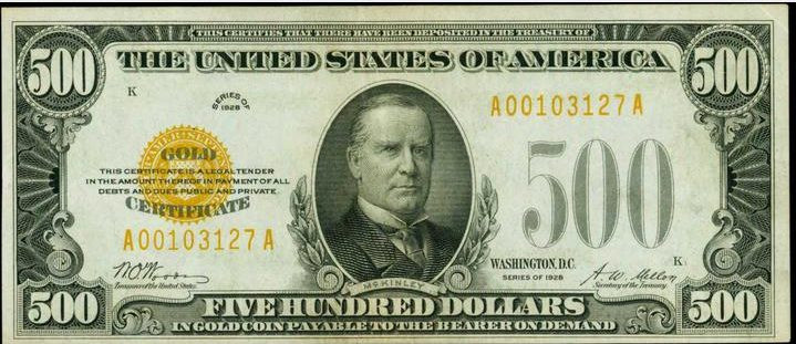 Cụ thể, tờ 500 USD của Mỹ có in hình Tổng thống William McKinley (1897 - 1901). Đây là ông chủ Nhà Trắng thứ 25 trong lịch sử nước Mỹ.