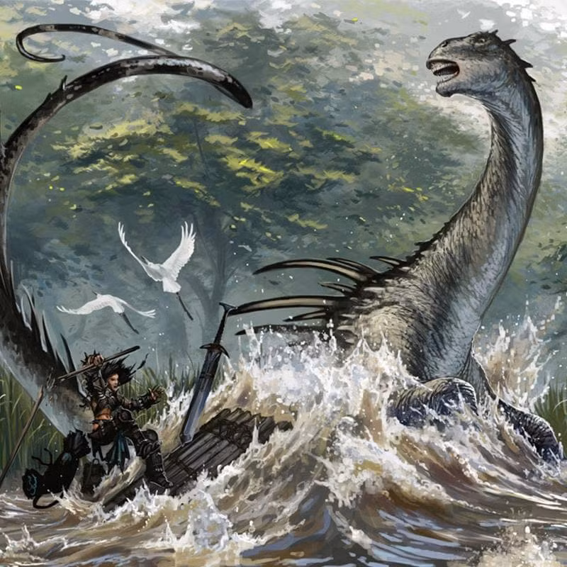 Mokele-mbembe có một đặc điểm giống quái vật hồ Loch Ness là thỉnh thoảng trồi cổ dài lên trên mặt nước.