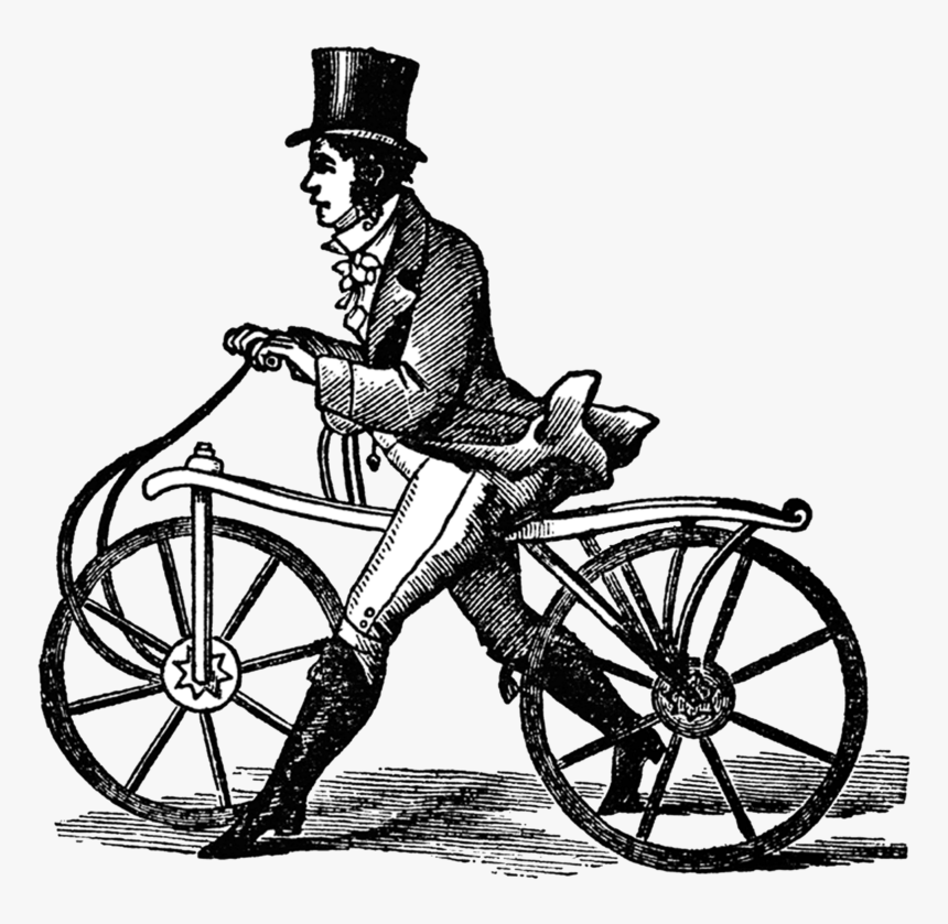 Mẫu xe đạp này có cấu tạo gồm 2 bánh xe bằng gỗ được bọc sắt có kích thước bằng nhau. Chúng được lắp thẳng hàng trên một khung gỗ.