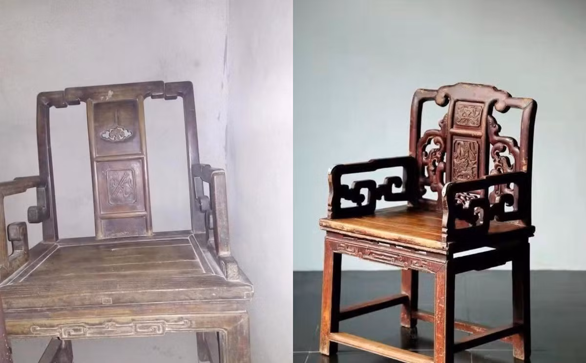 Để ngoài tai lời ra tiếng vào của những người xung quanh, ông Trương dành nhiều thời gian và công sức để sửa lại 2 chiếc ghế nhằm phục dựng lại dáng vẻ giống với ban đầu nhất.