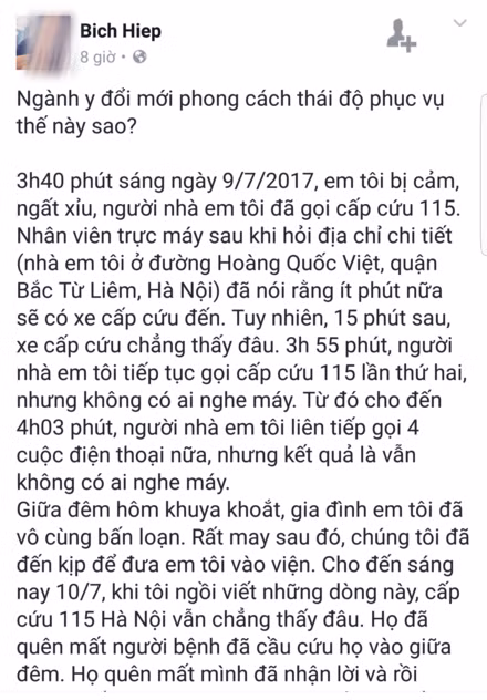 “Bo bom” nguoi benh: Dai dien trung tam cap cuu 115 HN noi gi?