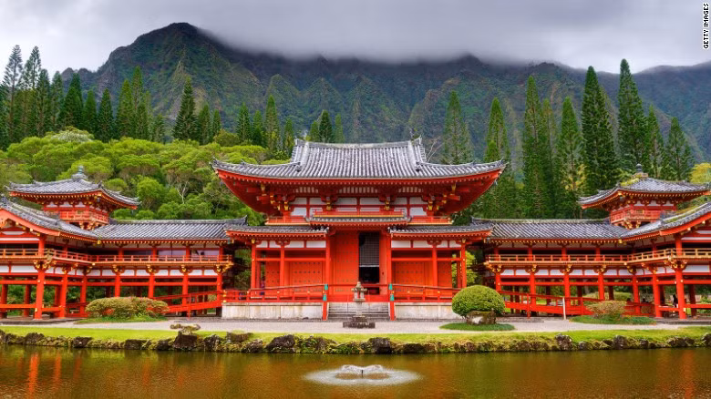 Vẻ đẹp cổ kính của chùa Byodo-in tại Kyoto, Nhật Bản hiện lên trong khung cảnh thiên nhiên hữu tình.