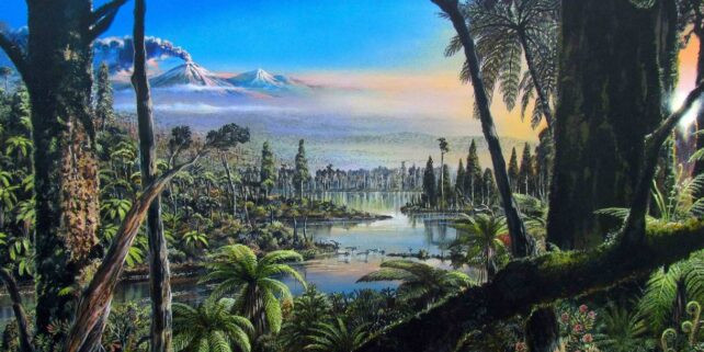 Nồng độ carbon dioxide trong khí quyển rất cao ở kỷ Phấn Trắng nên thế giới trở nên ấm hơn. Ngoài ra, sự thiếu vắng Hải lưu vòng Nam Cực có nghĩa chênh lệch khí hậu lớn hơn ở Nam Cực, cho phép nhiều khu rừng rộng lớn mọc lên ở khu vực này, trở thành nơi sinh sống của cả khủng long và động vật có vú. Ảnh: Alfred-Wegener-Institut/V. Schumacher.