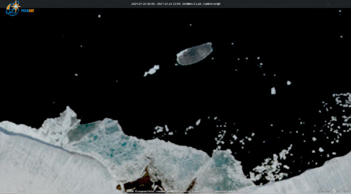 Đến ngày 3/9, những hình ảnh mới hơn cho thấy hòn đảo Mesyatsev đã biến mất hoàn toàn. Các sinh viên đã so sánh các bức ảnh vệ tinh trong dự án RISKSAT do Viện Hàng không Moscow quản lý. Ảnh: Rgo.ru.