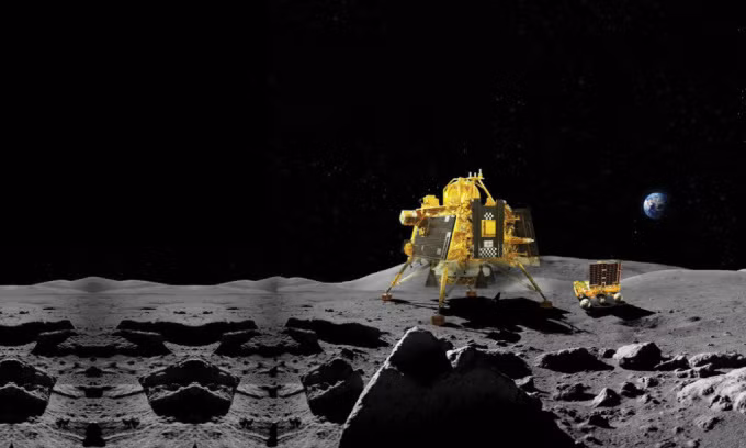 Theo kế hoạch, Chandrayaan-4 có mục tiêu là thu thập khoảng 3 kg mẫu vật từ Mặt Trăng từ một khu vực giàu nước đá gần cực nam rồi chuyển chúng về Trái Đất. Ảnh: ISRO.