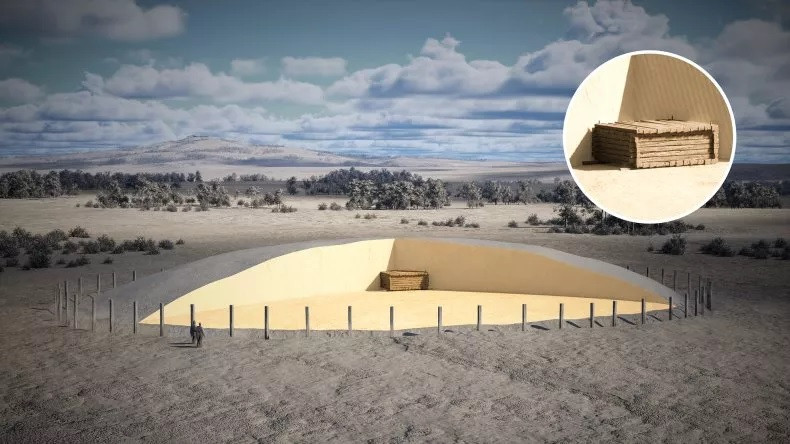 Các nhà nghiên cứu nhận định gò chôn cất - nơi mới phát hiện phòng chôn cất - có kích thước khoảng 65m có thể là nơi người Celt mai táng những cá nhân ưu tú trong cộng đồng ở Đức trong khoảng thời gian từ năm 620 trước Công nguyên đến năm 450 trước Công nguyên. Ảnh: tate Office for Monument Preservation in the Stuttgart Regional Council/Faber Courtial.