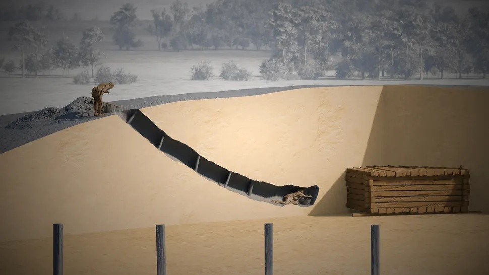 Phòng chôn cất bằng gỗ trên có kích thước 3,4m x 4m. Sàn, tường và trần nhà được làm từ gỗ sồi lớn. Căn phòng được bảo quản gần như nguyên vẹn theo thời gian nhờ điều kiện ẩm ướt từ nước ngầm. Điều này giúp bảo vệ gỗ khỏi tiếp xúc với oxy dẫn đến mục nát. Ảnh: Copyright State Office for Monument Preservation in the Stuttgart Regional Council / Faber Courti-al.