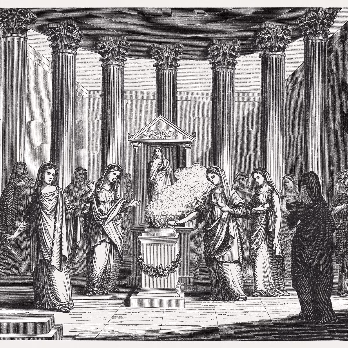 Đổi lại, các trinh nữ Vesta phải bảo vệ trinh tiết trong suốt 30 năm kể từ khi được chọn làm trinh nữ lúc 6 - 10 tuổi.