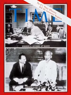 Lần thứ ba Chủ tịch Hồ Chí Minh xuất hiện trên trang bìa tờ Time là trong bức ảnh chụp chung với nhà ngoại giao Shelepin số ra ngày 14/1/1966.