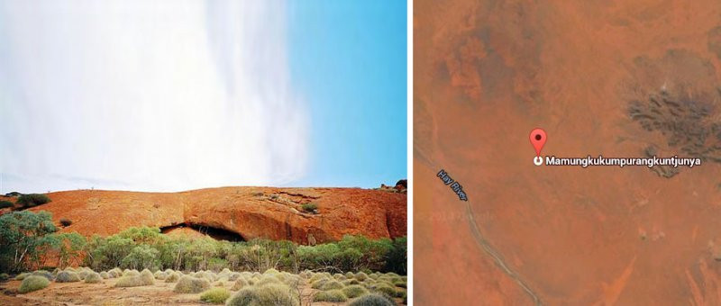 Tên gọi này xuất phát từ việc trong tiếng Pitjantjatjara, Mamungkukumpurangkuntjunya có nghĩa là "nơi quỷ dữ đi tiểu".