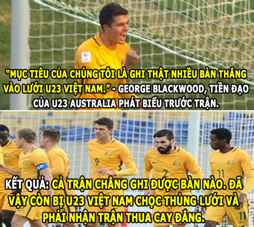 U23 Australia thua U23 Việt Nam vì quá tự tin.