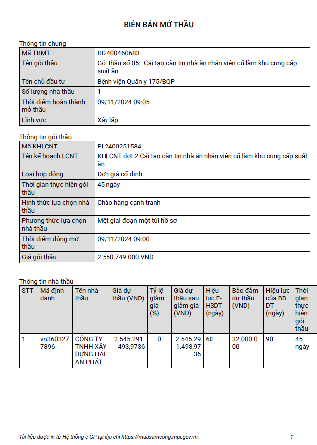 Gói cải tạo căng tin Bệnh viện 175 đã tìm được nhà thầu thi công - Hình 2 Goi cai tao cang tin Benh vien 175 da tim duoc nha thau thi cong-Hinh-2